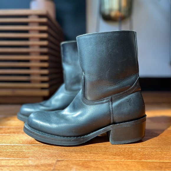 Vintage Frye Black Leather Campus Boot Ankle Boots womens size 9M - Picture 2 of 13